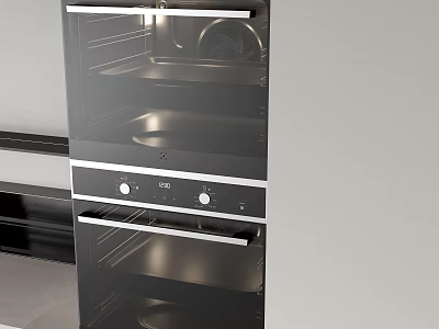 Kitchen Appliance Double Door Oven With Black Glass Doors Silver Control Panel And Built-in Design 3d model