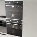 Kitchen Appliance Double Door Oven With Black Glass Doors Silver Control Panel And Built-in Design
