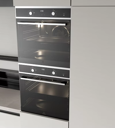 Kitchen Appliance Double Door Oven With Black Glass Doors Silver Control Panel And Built-in Design 3d model