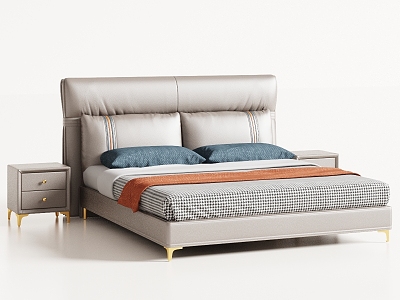 Modern Simple Light Luxury Bedroom Double Bed Soft Bed model