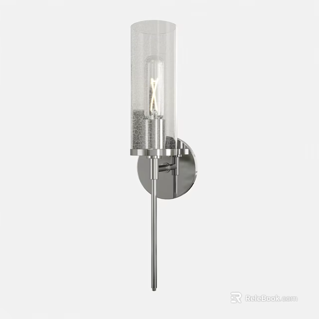Modern Wall Sconce with Transparent Glass Shade and Silver Metal Base for Contemporary Interior Decoration 3d model 