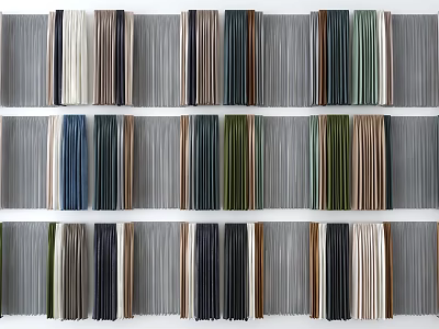 Colorful Curtain Fabric Samples In Various Tones And Textures On 3d model