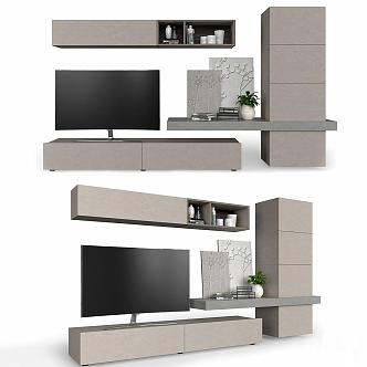 Modern minimalist TV cabinet TV background wall TV decorations 3d model