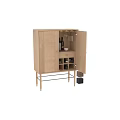 Modern Black Wine Cabinet With Hanging Wine Glasses Wine Bottles And Metal Frame