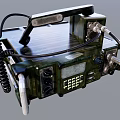 Military Communication Device With Handle Coiled Cable Display Screen And Buttons 3d model