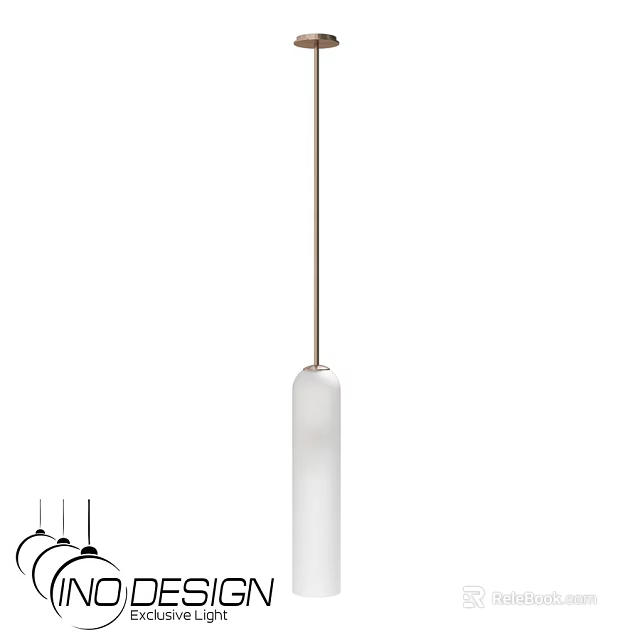 Modern Pendant Light Design With White Cylindrical Glass Shade And Metal Hanging Rod 3d model 