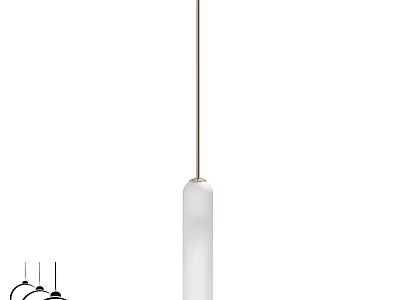 Modern Pendant Light Design With White Cylindrical Glass Shade And Metal Hanging Rod 3d model