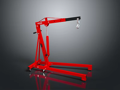 Red Car Lifting Crane With Stable Base And Hanging Hook 3d model