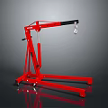 Red Car Lifting Crane With Stable Base And Hanging Hook