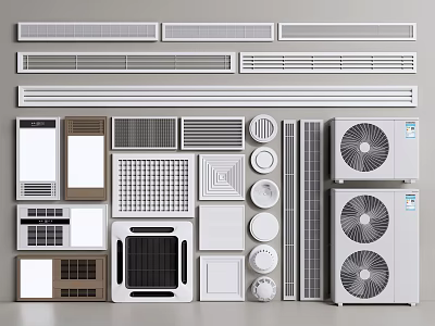 Various Air Conditioner Vent Designs With Different Shapes Sizes And AC Units 3d model