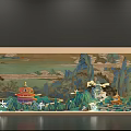 Traditional Chinese Landscape Art With Ancient Pavilions And Peace Theme Elements