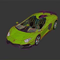 Vibrant Green Convertible Sports Car With Streamlined Body Black Interior And Rear Spoiler