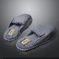 Blue Striped Fleece Slippers With Braided Sole And Comfortable Plush Lining