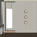 Modern Interior With Three Round Wall Lights On Light Colored Cabinet Wall 3d model