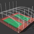 Outdoor Sports Fitness Facility With Two Green Courts Steel Frame Structure And Red Surface