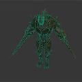 Armored Mythical Creature With Spiked Exoskeleton And Clawed Limbs In Standing Pose 3d model