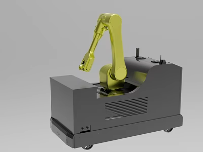 Industrial Robotic Arm Equipment With Yellow Arm And Gray Mobile Base 3d model