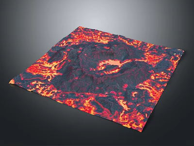 Breathtaking Lava Landscape With Flowing Red And Orange Magma On Dark Ground 3d model