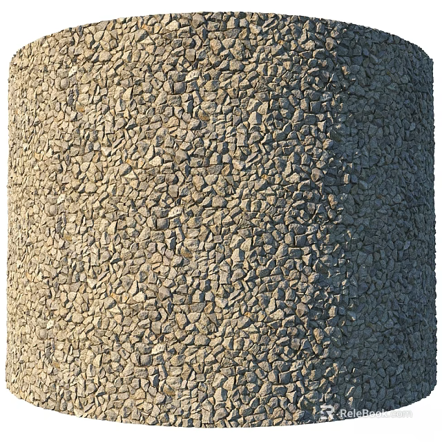 Cylindrical Construction Structure With Roughly Arranged Small Stones Textured Surface 3d model 