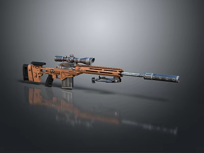Modern Tactical Sniper Rifle With Orange Body Sniper Scope And Precision Barrel 3d model