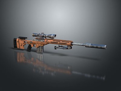 Modern sniper rifle sniper rifle scope 3d model