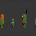 Cartoon Cacti Characters With Number Tags Hats Flowers And Flag Sign In Race Event