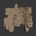 Natural 3D Rock Formation Scene Component With Layered Structure And Platforms