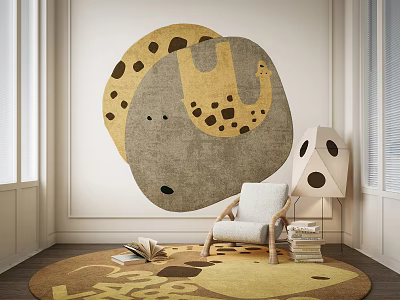 Square Rug in Cozy Room With Armchair And Floor Lamp 3d model