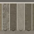 Natural Stone And Wood Panels With Various Textures Display On Wooden Floor With Spheres