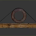 Old Rusted Cannon Secured With Black Straps On Wooden Pallet