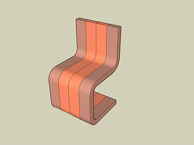 Unique Modern Curved Landscape Chair With Orange And Brown Striped Design 3d model