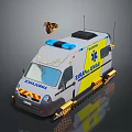 Yellow And White Ambulance With Tracks And Drone On Top For Emergency