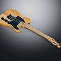 Wooden Electric Guitar With Black Pickguard Light Neck Metal Strings And Tuning Pegs