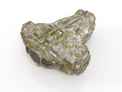 Ancient Stone Architectural Structure With Moss Covered Surface And Textured Design 3d model