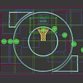 Modern Basketball Themed Photo Spot With Geometric Patterns And Red Blue Colors