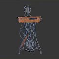 Vintage Sewing Machine Table With Classic Metal Frame And Wooden Worktop