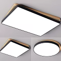 Modern Ceiling Light Fixture With Square And Round Design Gold Black Frame White Panel 3d model