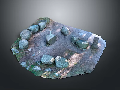 Ancient Stone Structure With Circular Arrangement Of Standing Stones And Central Monolith 3d model