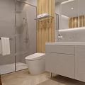 Modern Bathroom Store Featuring Glass Shower Enclosures Gray Walls White Vanity And Mirror