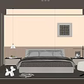 Modern Bedroom Interior Design With Bed Headboard Nightstands Table Lamp And Window Blinds