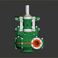 Green Mechanical Industrial Pump With Red Inner Part And Metal Bolts