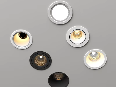 Modern Downlights And Spotlights With Different Shapes And Finishes For Interior 3d model