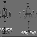 Various Design Chandeliers With Candle Shaped And Spherical Shades Metal Frames