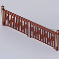 Elegant Decorative Brown Wooden Railing with Intricate Carved Patterns and Posts