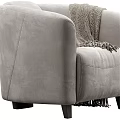 Gray Modern Single Sofa With Comfortable Fabric And Knitted Blanket
