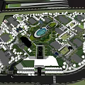 Planned Residential Landscape Layout With Central Green Space And Surrounding Buildings