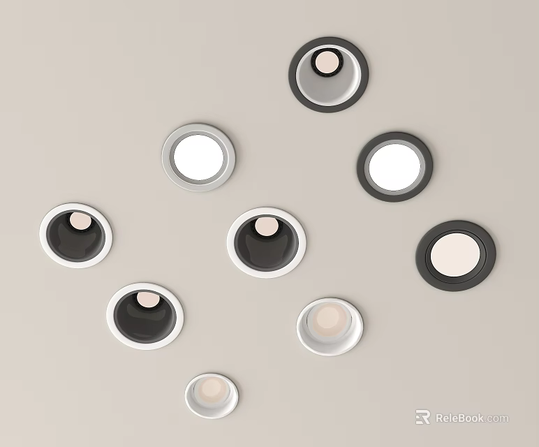 Modern Black White Recessed Downlights And Spotlights For Home Ceiling Lighting Fixtures 3d model 