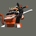 3D Sci Fi Robot Model With Orange White Black Color And Mechanical Arm 3d model