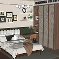 Cozy Bedroom Interior With Upholstered Headboard Blanket Blinds Window Seat And Framed