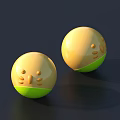 Cute Spherical Dolls With Yellow Green Design And Smooth Surface 3d model